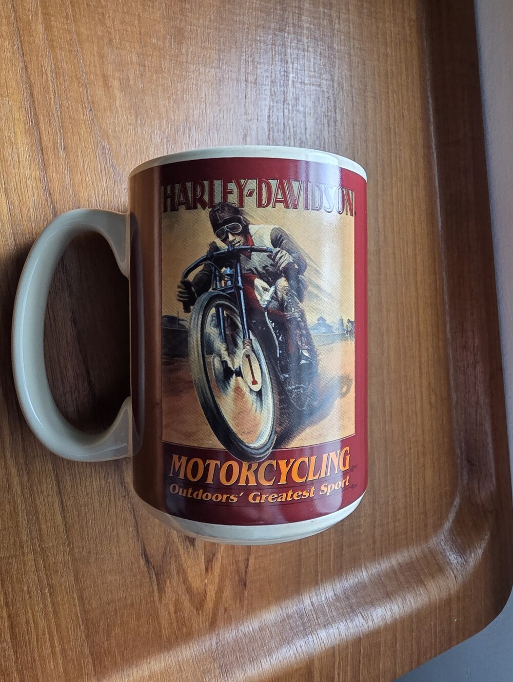 2005 Harley-Davidson collectible ceramic coffee mug, vintage motorcycle Racing